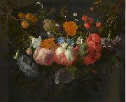 Pieter Gallis A Swag of Flowers Hanging in a Niche oil painting reproduction